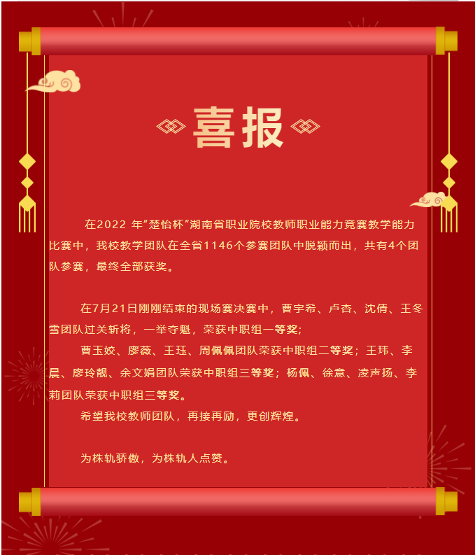 一個省一等獎，一個省二等獎，二個省三等獎，株軌在閃耀